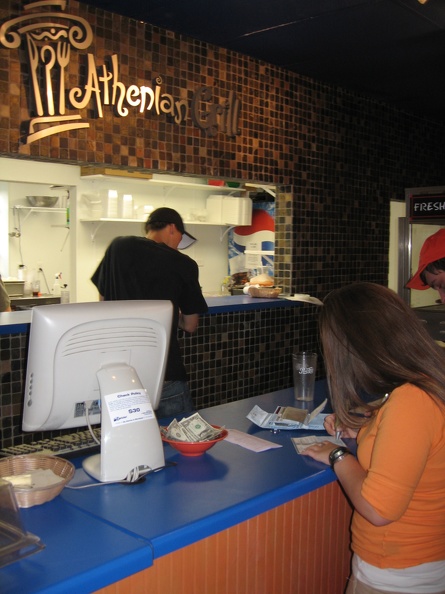 Athenian Grill Paying 4_70 bill with check.JPG